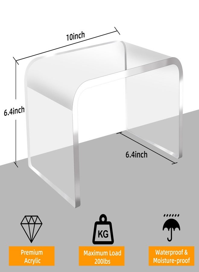Jusalpha Heavy Duty Acrylic Shower Stool, Clear Acrylic Stands for Display 2/5" Thickness Stand 200 lbs Capacity, Display Riser, Footstool, Shower Stool for Shaving Legs,Riser019 (10 Inch) - Image 3