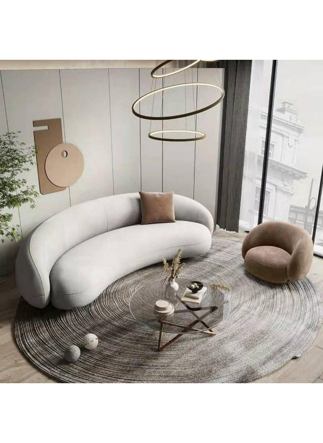 الهوم طقم غرفة المعيشة 5 مقاعد من 2 قطع - 220x90x86 سم بيج وبني  - Image 1