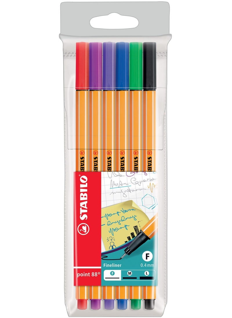 STABILO - 6-Piece Point 88 Fineliner Pen Set Multicolour - Image 1
