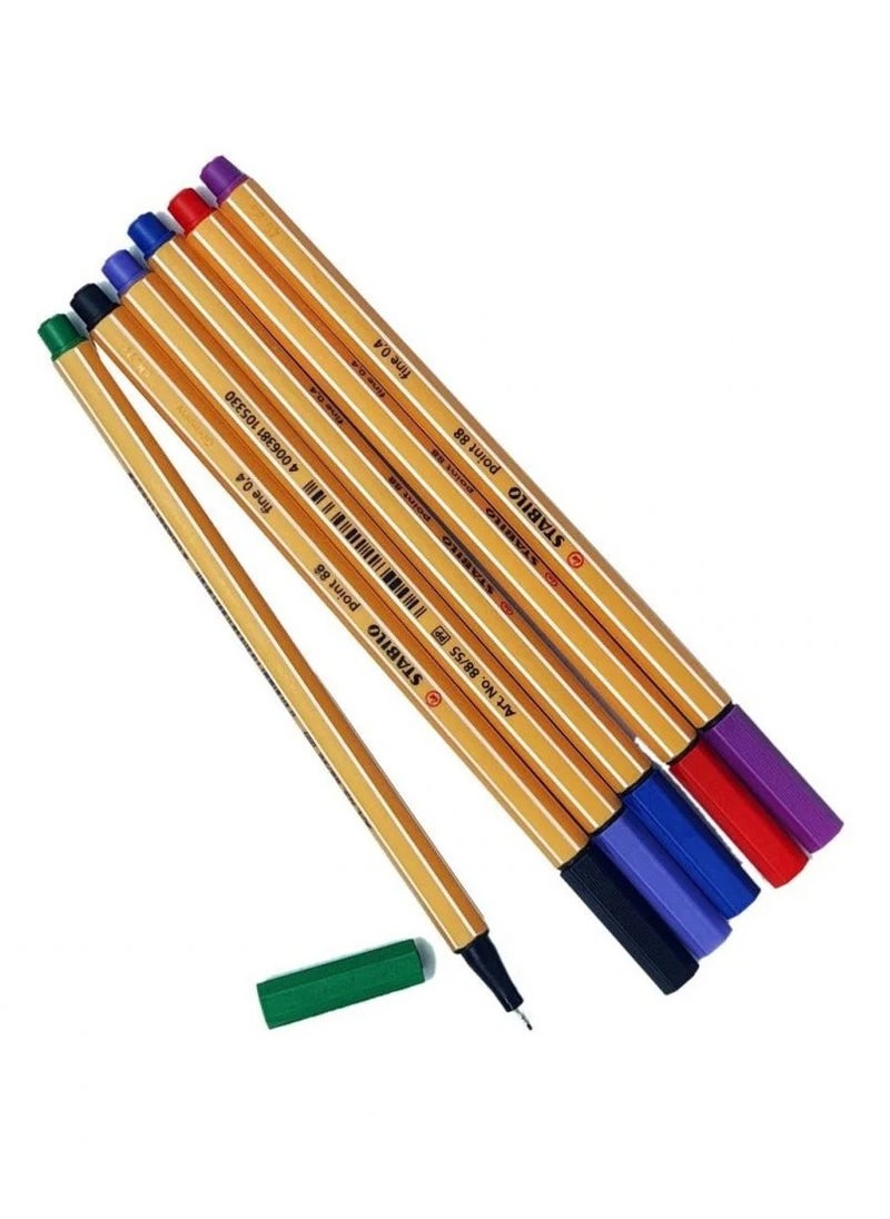 STABILO - 6-Piece Point 88 Fineliner Pen Set Multicolour - Image 1