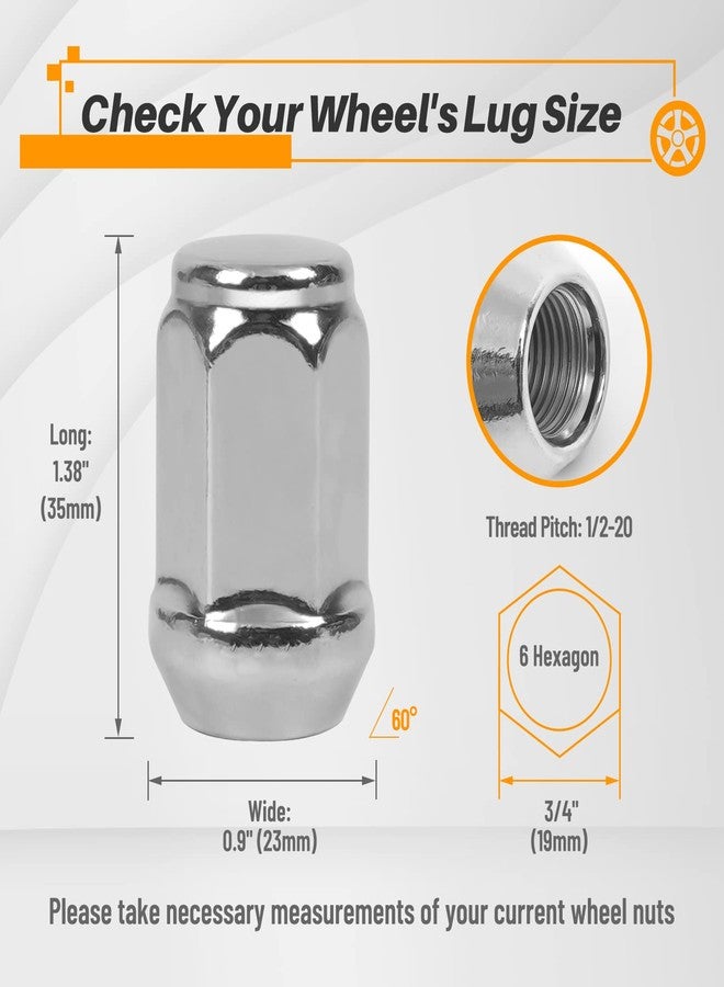 MIKKUPPA 20PCS 1/2-20 Lug Nuts Replacement for 2002-2012 Jeep Liberty, 1993-2010 Jeep Grand Cherokee, 1987-2017 Jeep Wrangler Aftermarket Wheel - Chrome Bulge Acorn Closed End Solid Lug Nuts - Image 2