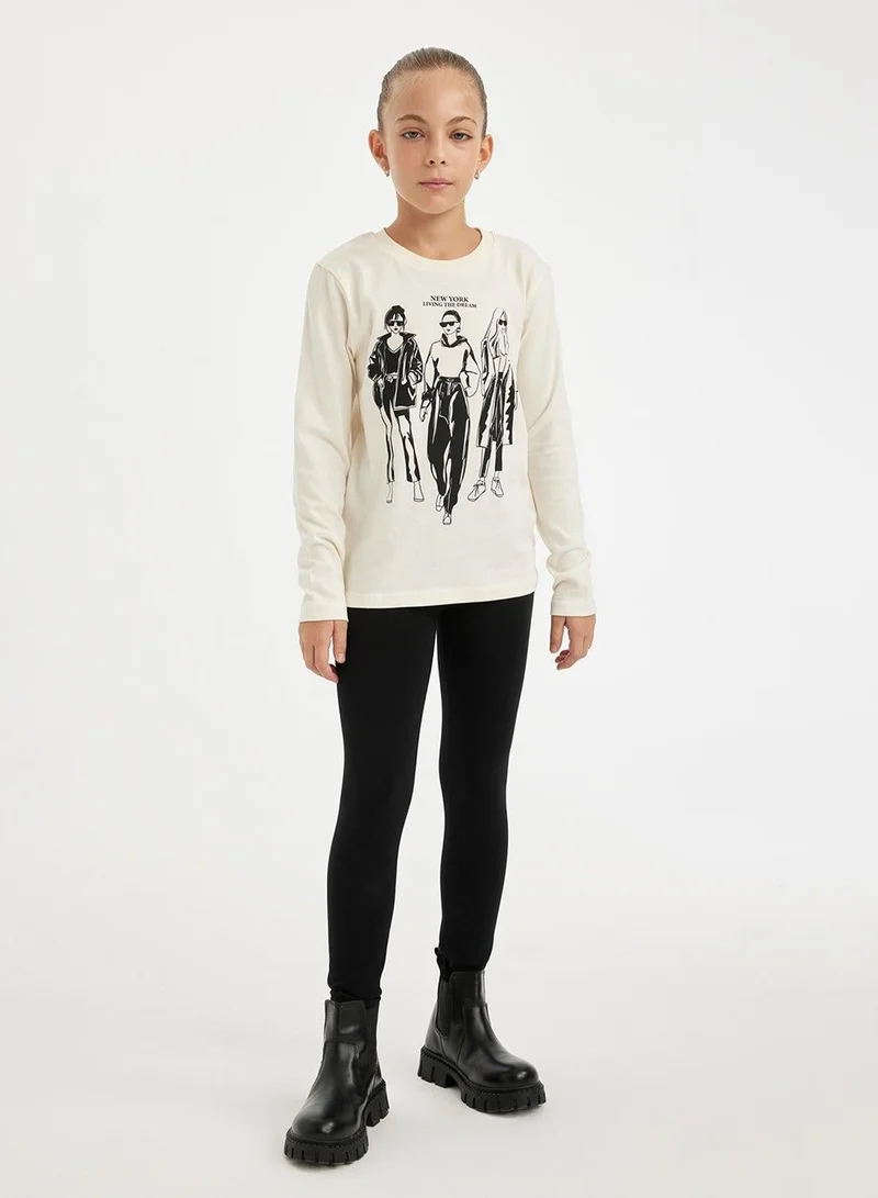 DeFacto  Relax Fit Crew Neck Printed Long Sleeve T-Shirt for Women | Best Price UAE