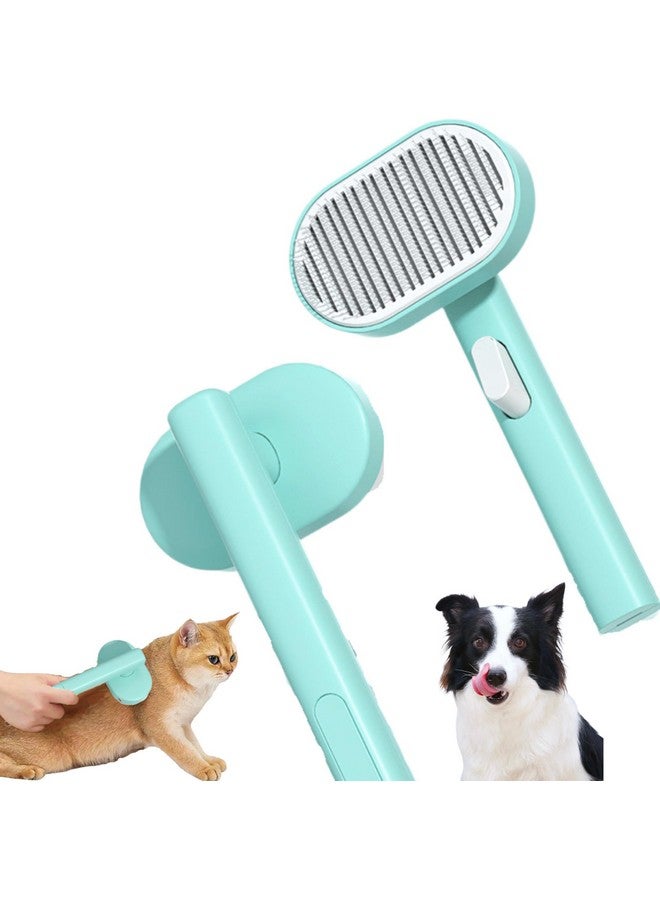 Self cleaning hair removal brush - a skin friendly beauty tool suitable for dogs, cats, and puppies, with a round head design that prevents scratches and is green in color - Image 1
