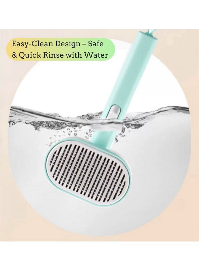 Self cleaning hair removal brush - a skin friendly beauty tool suitable for dogs, cats, and puppies, with a round head design that prevents scratches and is green in color - Image 5