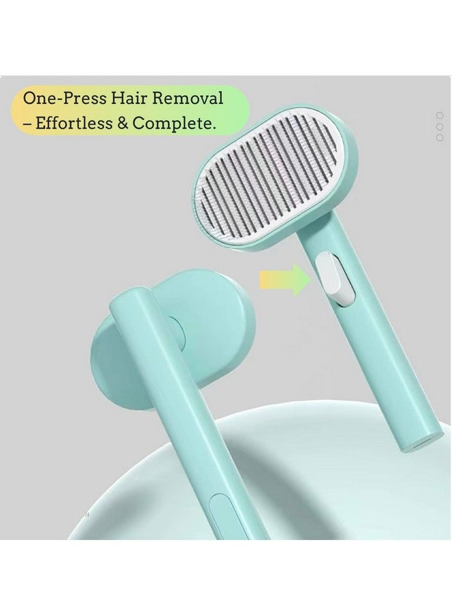 Self cleaning hair removal brush - a skin friendly beauty tool suitable for dogs, cats, and puppies, with a round head design that prevents scratches and is green in color - Image 4