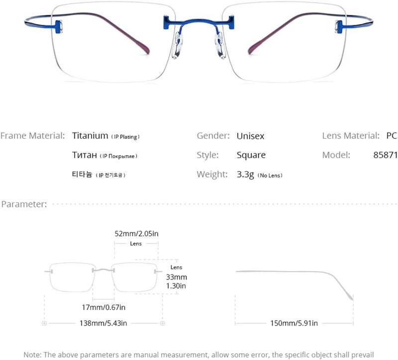 FONEX Titanium Glasses Frame,Rimless Frameless Optical Eyewear Eyeglasses for Men and Women F85634 - Image 5
