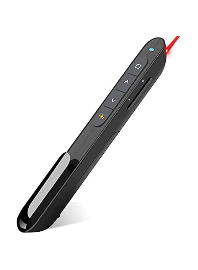 Wireless Presenter, Hyperlink Volume Control Presentation Clicker RF 2.4GHz USB PowerPoint Clicker Presentation Remote Control Pointer Slide Advancer (Black) - Image 1
