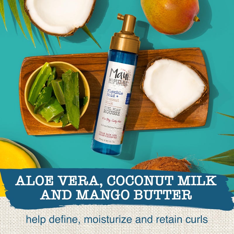 Maui Moisture Flexible Hold + Coconut Milk Curl Foam Mousse, for Curly Hair Styling, No Drying Alcohols, Parabens or Silicone, 8.5oz - Image 3
