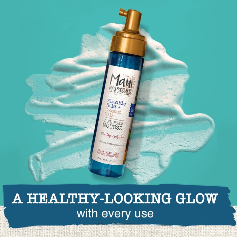 Maui Moisture Flexible Hold + Coconut Milk Curl Foam Mousse, for Curly Hair Styling, No Drying Alcohols, Parabens or Silicone, 8.5oz - Image 2