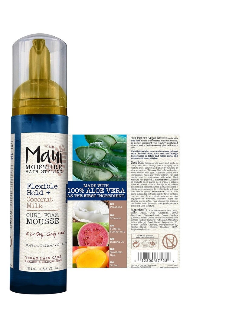 MAUI MOISTURE Maui Moisture Flexible Hold + Coconut Milk Curl Foam Mousse, for Curly Hair Styling, No Drying Alcohols, Parabens or Silicone, 8.5oz  - Image 3