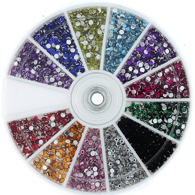Boolavard Nail Art Rhinestone Pack 1200 Premium Quality Gemstones - Rhinestone Deco With Wheel
