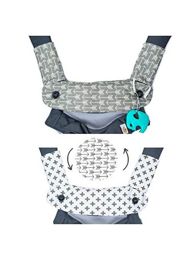 Mila Millie Mila Millie Premium 2 Packs Drool and Teething Reversible Cotton Pad - Fits Ergobaby Four Position 360 and Most Baby Carrier - Gray Arrow Cross Design - Hypoallergenic - Image 1