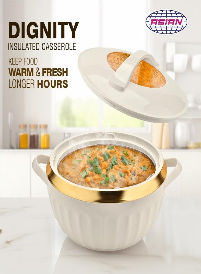 Asian Plastowares Dignity Casserole 2500ml | Premium Insulated Hotpot with Inner Steel Lid | Elegant Diwali Gift Set | Festive Dinnerware Gift Box | Beige - Image 3