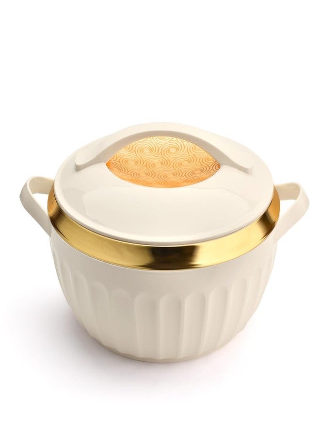Asian Plastowares Dignity Casserole 2500ml | Premium Insulated Hotpot with Inner Steel Lid | Elegant Diwali Gift Set | Festive Dinnerware Gift Box | Beige - Image 1