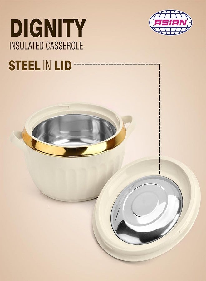 Asian Plastowares Dignity Casserole 2500ml | Premium Insulated Hotpot with Inner Steel Lid | Elegant Diwali Gift Set | Festive Dinnerware Gift Box | Beige - Image 5