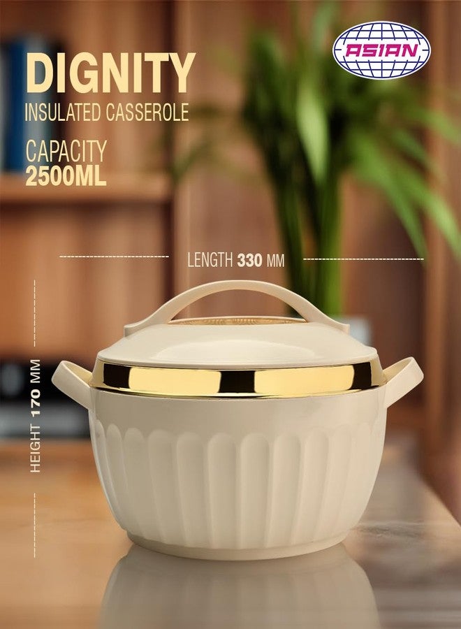 Asian Plastowares Dignity Casserole 2500ml | Premium Insulated Hotpot with Inner Steel Lid | Elegant Diwali Gift Set | Festive Dinnerware Gift Box | Beige - Image 4