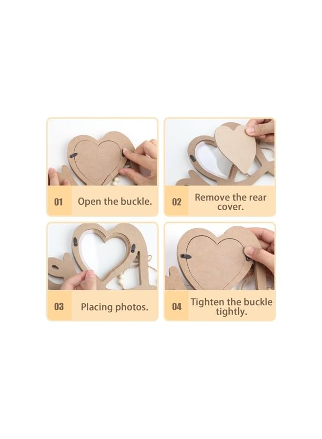 The Bros Heart-Shaped Couple Picture Frame, Personalised Wooden Photo Frames Romantic Frames, Wedding Decorations Gifts for Bride and Groom Tabletop Picture Display Newlywed Anniversary - Image 5