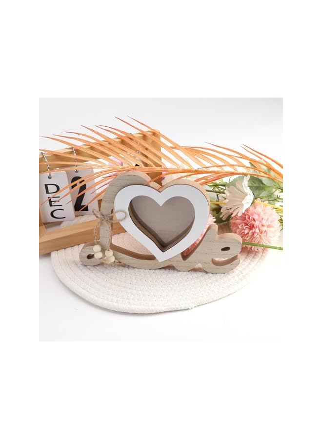 The Bros Heart-Shaped Couple Picture Frame, Personalised Wooden Photo Frames Romantic Frames, Wedding Decorations Gifts for Bride and Groom Tabletop Picture Display Newlywed Anniversary - Image 4