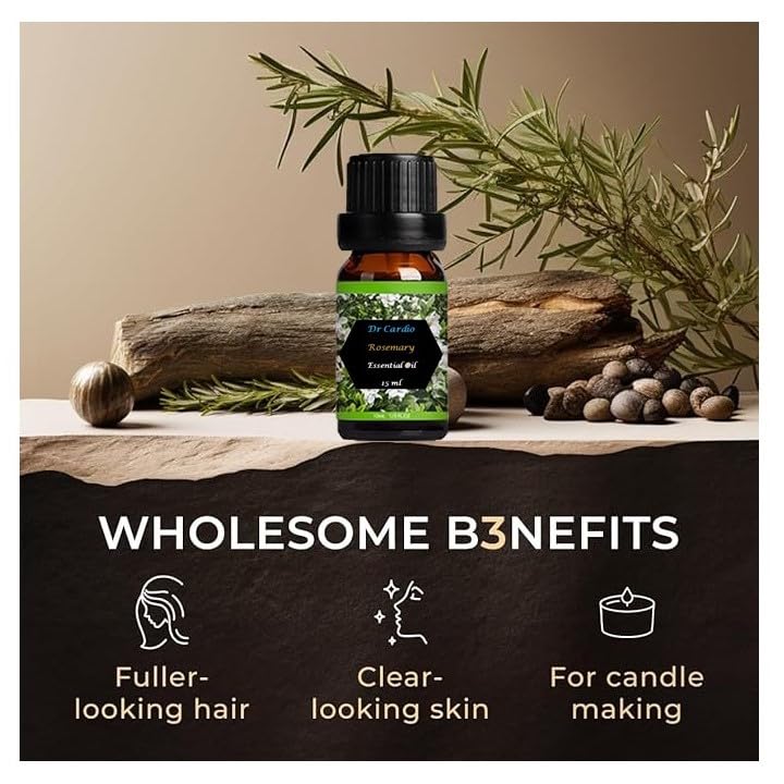 Dr Cardio Rosemary Essential Oil for Hair Growth for Hair Fall Control and NourishmentStrengthens Hair Balances Scalp 100 Natural 15 Ml15 Ml Pack of 2 - Image 2