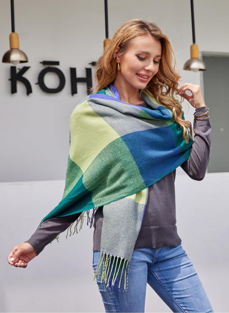 SYOSI Women's Winter Scarf, Long Plaid Shawl with Big Grid Lattice, Warm and Cozy Fashion Wrap, Large Size, Ideal Gift for Cold Weather, Stylish Accessory for Women  - Image 4