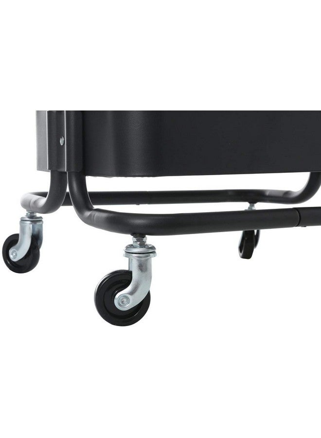 AASHRO MALL® Metal Rolling Utility Cart, 3 Tier Mobile Storage Trolley Cart Organizer with Handle and Lockable Wheels for Home Bathroom Kitchen Office Library Salon Outdoor Use Cosmic Black - Image 4