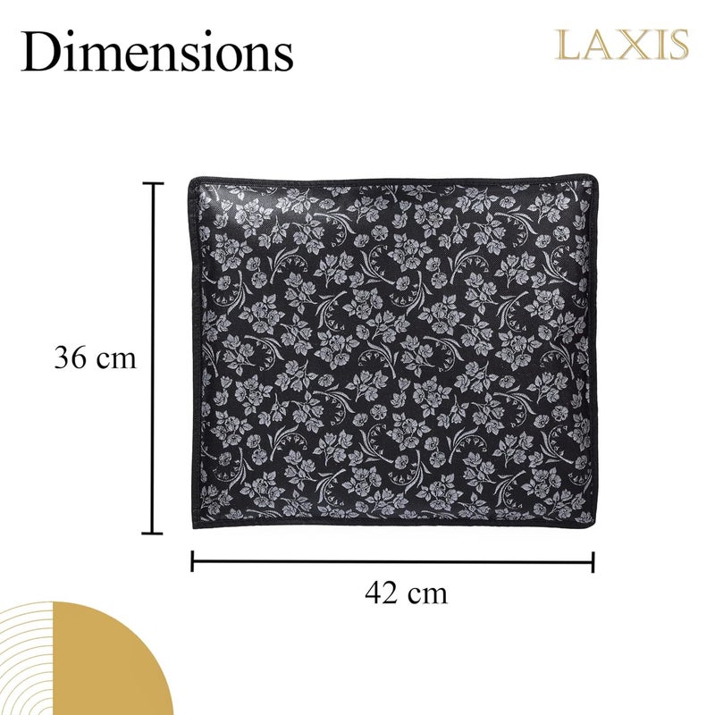 LAXIS ® Non-Woven Printed Single Saree Cover, Saree Bag Pack of 10Pcs, Transparent Saree Covers With Zip, Saree Covers For Storage, Wardrobe Organiser, Size-36x42x2cm (Black) - Image 4