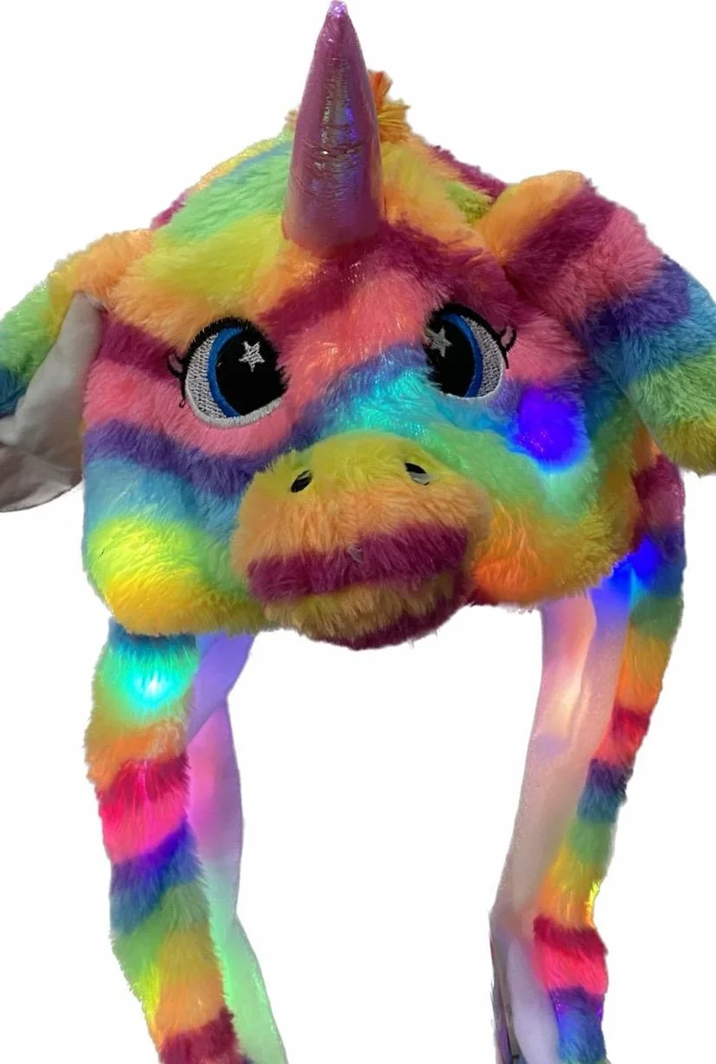 اوراس ديزينج New Korean Model 3-Mode Colorful LED Light Unicorn Plush Ears Moving Cute Children's Beanie Hat