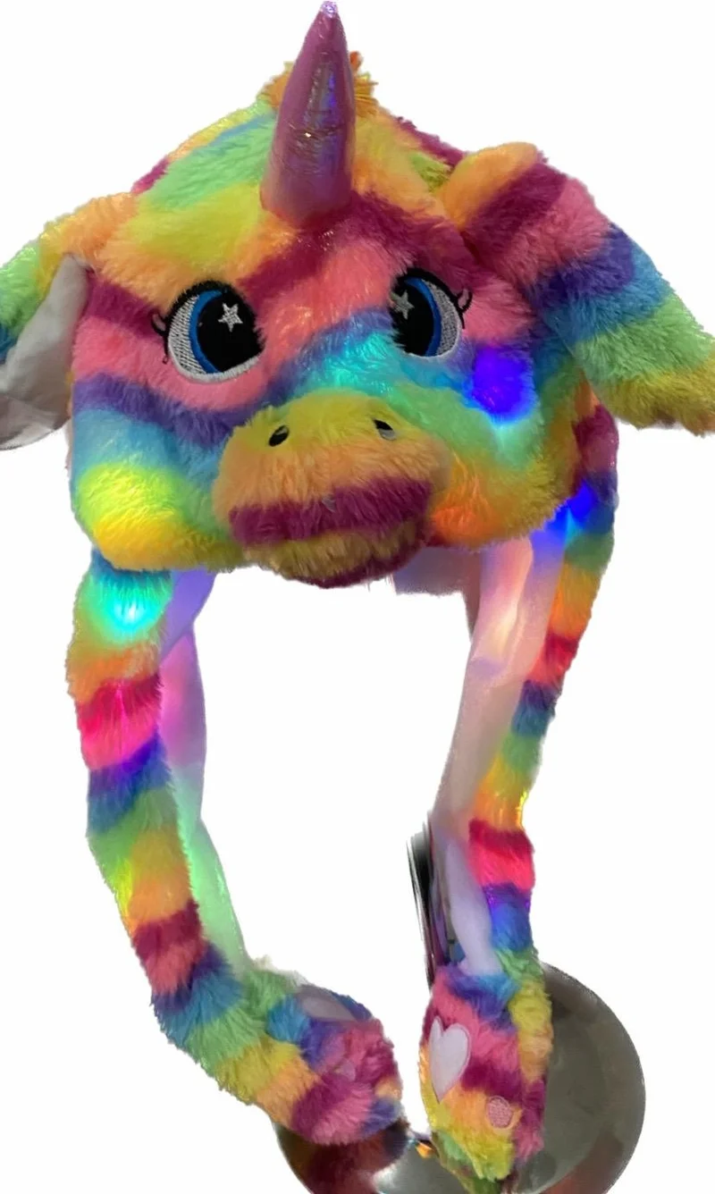 اوراس ديزينج New Korean Model 3-Mode Colorful LED Light Unicorn Plush Ears Moving Cute Children's Beanie Hat