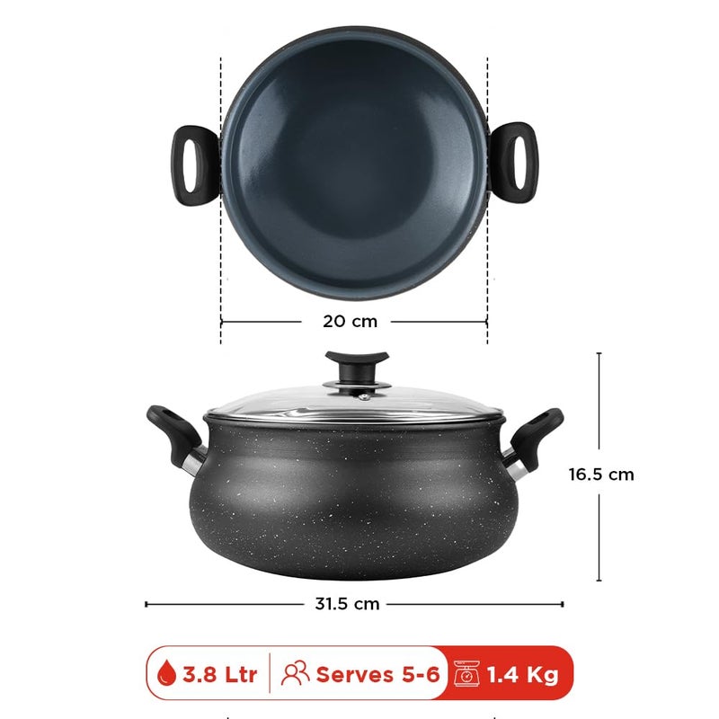 Vinod Nonstick Handi with Lid - 3.8 Litres | 3mm Heavy Bottom Stick Free Biryani Pot | Ceramic Cookware for Healthy Cooking | Gas & Induction Friendly | Metal Spoon Safe | 24 Months Warranty - Image 2