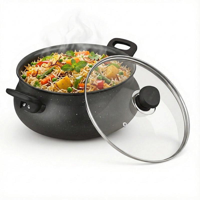 Vinod Nonstick Handi with Lid - 3.8 Litres | 3mm Heavy Bottom Stick Free Biryani Pot | Ceramic Cookware for Healthy Cooking | Gas & Induction Friendly | Metal Spoon Safe | 24 Months Warranty - Image 1
