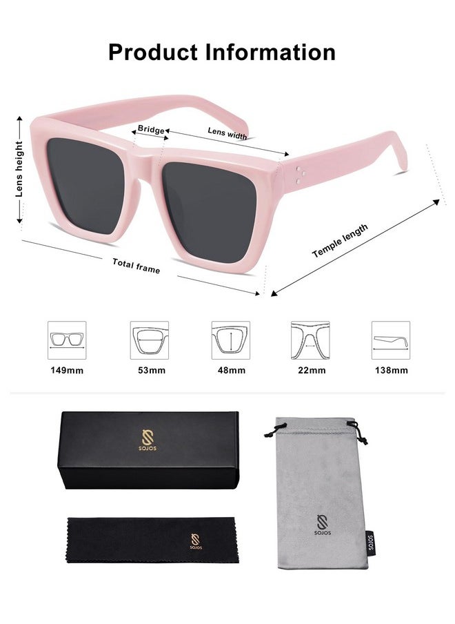Sojos Vintage Oversized Square Cat Eye Polarized Sunglasses For Women Trendy Fashion Cateye Style Sunglasses Sj2179 With Pink Framegrey Lens  - Image 5