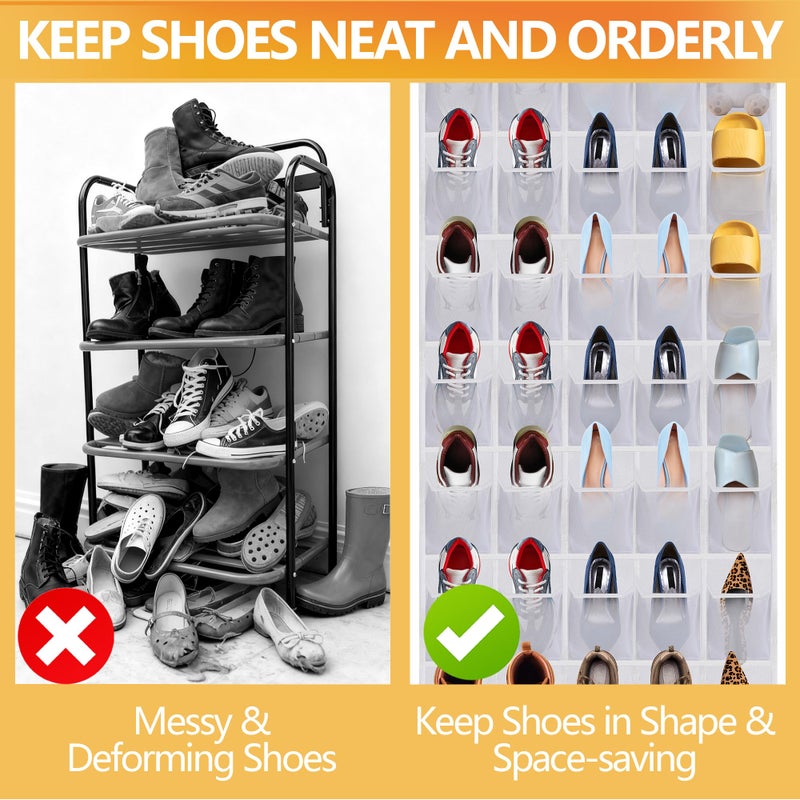 BiCINE Over the Door Shoe Organizer, 40 Large Mesh Pockets Hanging Shoe Rack Organizer for Closet Behind The Door Storage Holder for Entryway Bedroom Dorm White - Image 4