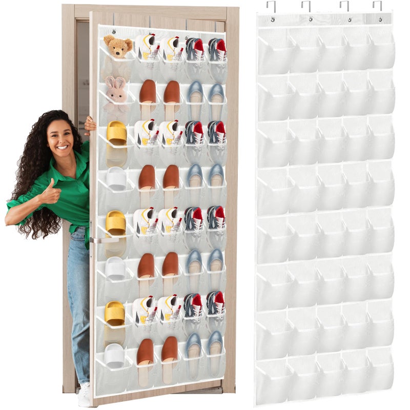 BiCINE Over the Door Shoe Organizer, 40 Large Mesh Pockets Hanging Shoe Rack Organizer for Closet Behind The Door Storage Holder for Entryway Bedroom Dorm White - Image 1