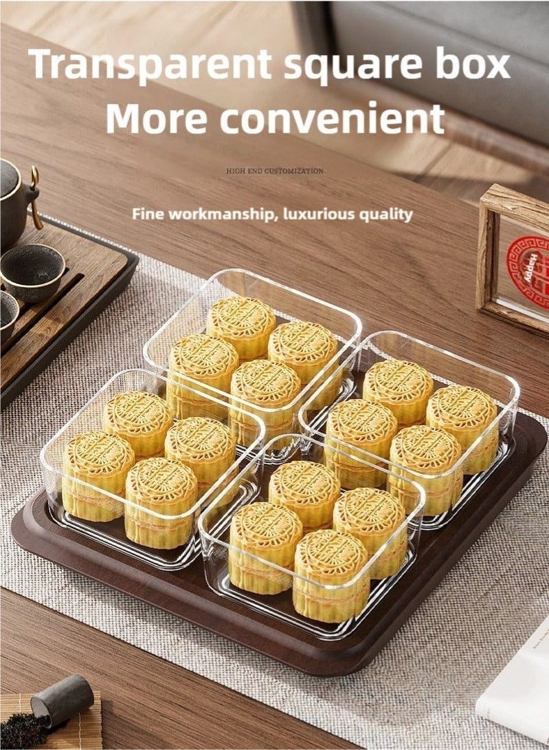 Bukela 4 Pack Wood Grain Fruit Plate with Tray, Dried Fruit Nut Candy Plate Candy Nuts Cookies Chips - Image 3