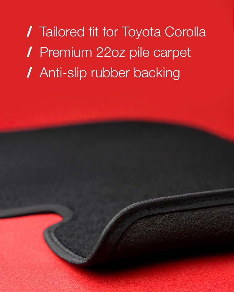 Nordstrand Floor Mats for Toyota Corolla 2020 2021 2022 2023 2024 2025 2026 - Custom 3D Fit - 1st and 2nd Row Set - Rubber Anti-Slip Backing - Heavy Duty 22oz Carpet Mat - All Weather Car Liner Floormats - Image 2