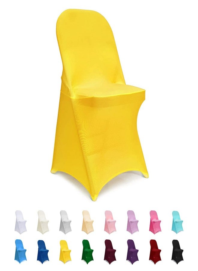 ManMengJi Yellow Folding Chair Covers, Universal Chair Covers 6 PCS Fit Most Folding Chairs Without Rmrests, Banquet Chair Slipcovers for Party, Wedding, Holidays, Celebration - Image 1