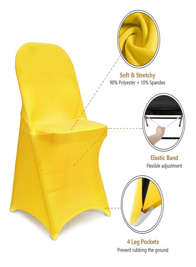 ManMengJi Yellow Folding Chair Covers, Universal Chair Covers 6 PCS Fit Most Folding Chairs Without Rmrests, Banquet Chair Slipcovers for Party, Wedding, Holidays, Celebration - Image 3
