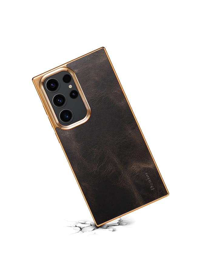 Denior Case For Samsung Galaxy S23 Ultra 5G Oil Wax Leather Electroplating Phone Case - Image 2