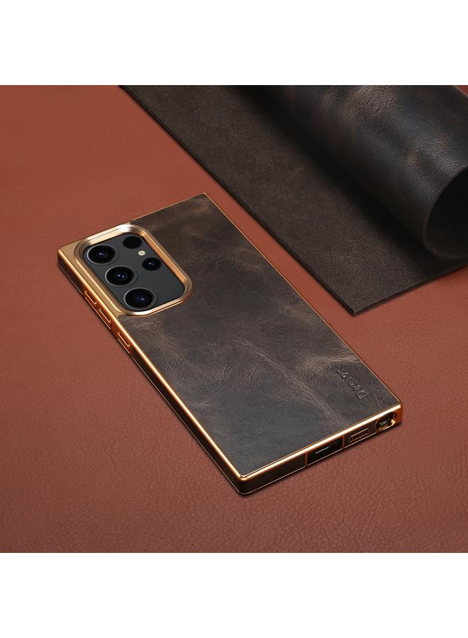 Denior Case For Samsung Galaxy S23 Ultra 5G Oil Wax Leather Electroplating Phone Case - Image 5