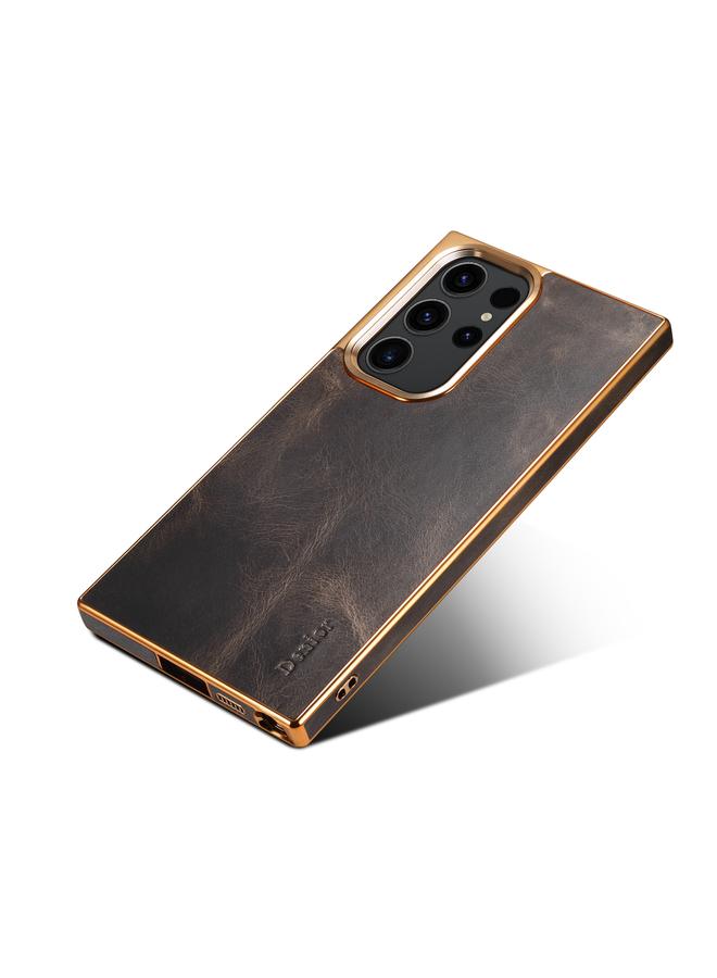 Denior Case For Samsung Galaxy S23 Ultra 5G Oil Wax Leather Electroplating Phone Case - Image 3
