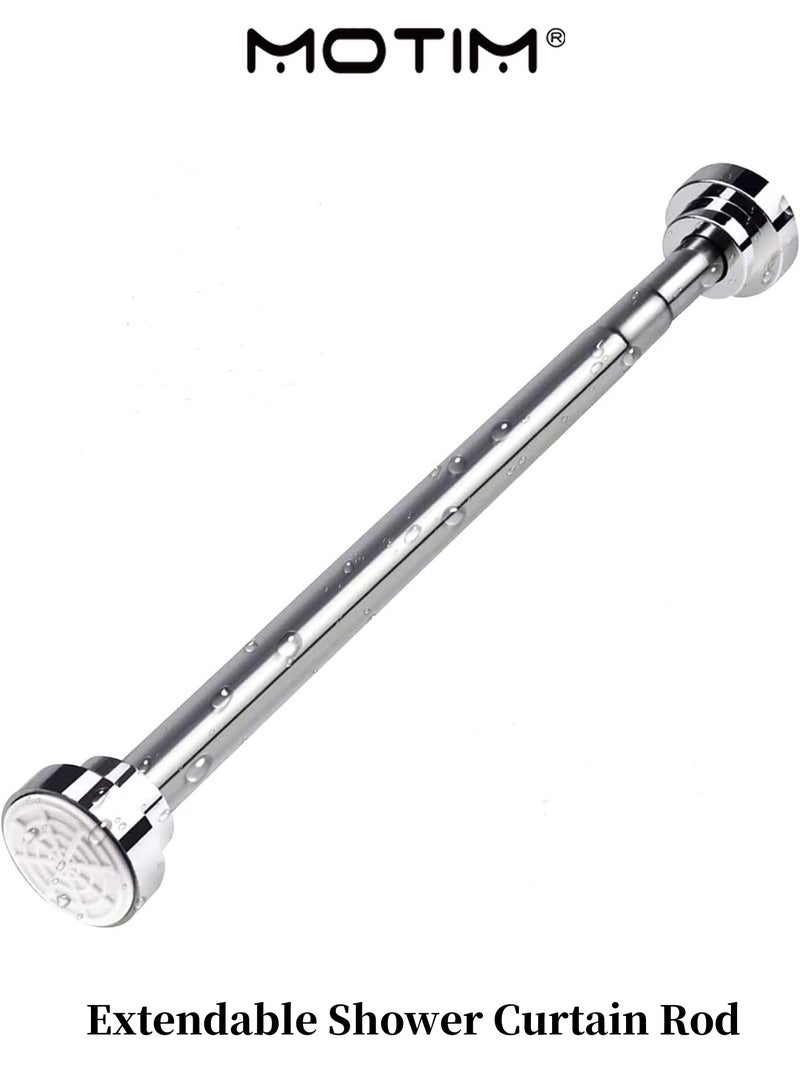 Motim Extendable Shower Curtain Rod Stainless Steel Shower Curtain Rod for Curtain Shower and Closet (Silver 155-260 cm) - Image 1