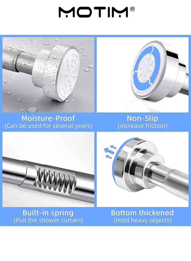 Motim Extendable Shower Curtain Rod Stainless Steel Shower Curtain Rod for Curtain Shower and Closet (Silver 155-260 cm) - Image 3