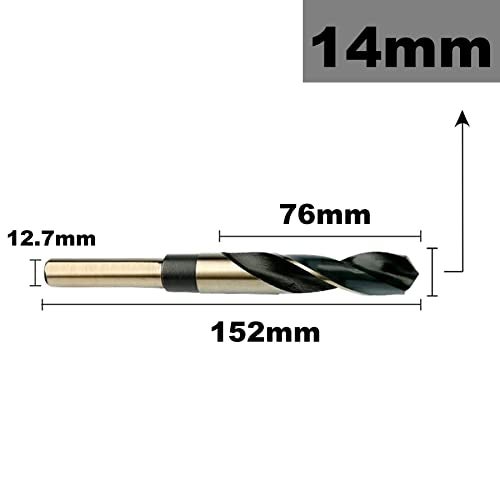 LEPEVNEY 14mm Reduced Shank Twist Drill Bit with 1/2 Inch Shank for Stainless Steel Aluminum Alloy Metal Copper Plastic Wood, Made of High Speed Steel 4341, Ideal for Drilling Steel Plate - Image 2