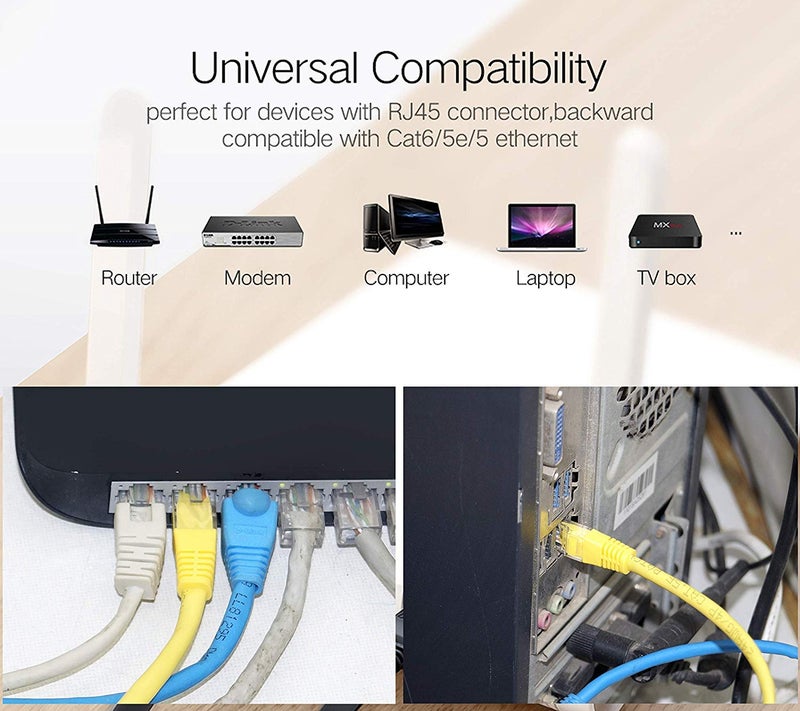 RIVER FOX RJ45 CAT 5e Internet Network LAN Patch Cable (1.2 Meter Pack of 5, Yellow) - Image 2