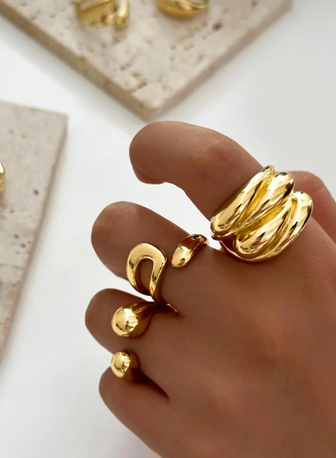 Take Two Take Two Set of 3 - Gold Tone Statement Rings