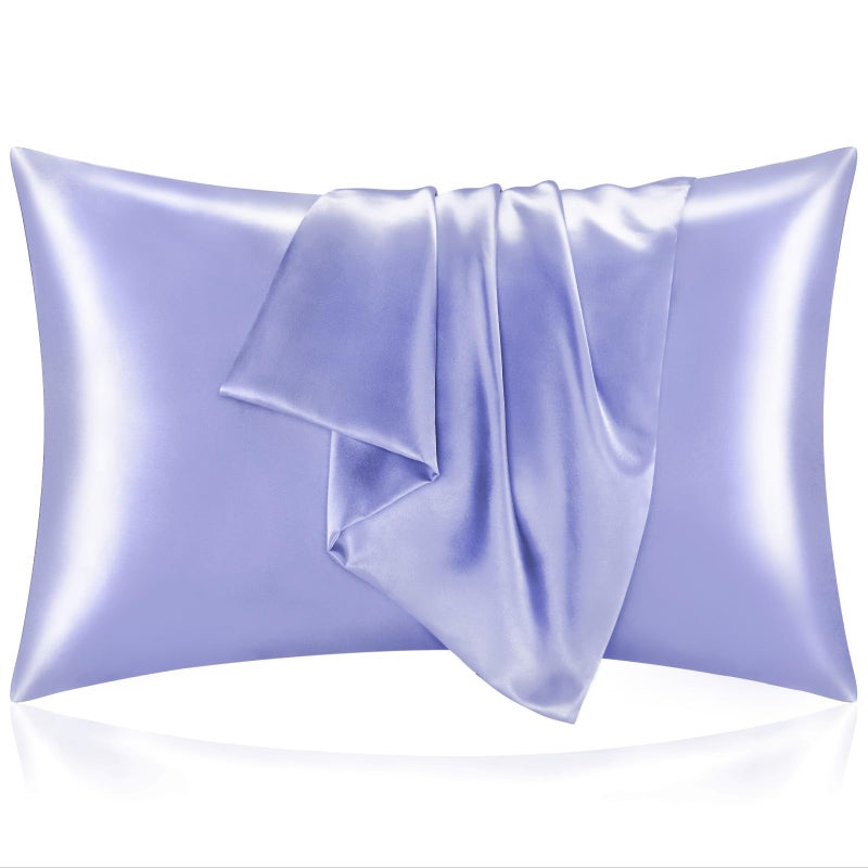 BEDELITE Satin Pillowcase for Hair and Skin  Super Soft and Cooling Similar to Silk Pillow Cases 2 Pack with Envelope Closure  Gift for Women Men(20""x26"" Standard Size  Lilac) - Image 1