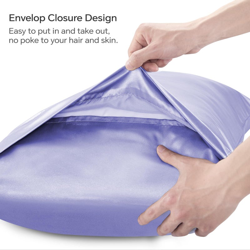 BEDELITE Satin Pillowcase for Hair and Skin  Super Soft and Cooling Similar to Silk Pillow Cases 2 Pack with Envelope Closure  Gift for Women Men(20""x26"" Standard Size  Lilac) - Image 5