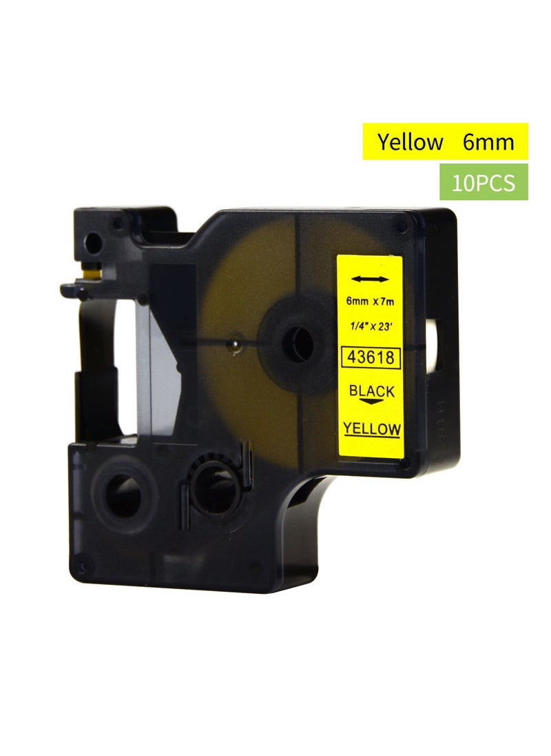 NIBEMINENT PUTY 10 Rolls Self-Adhesive Laminated Label Tape Maker Replacement Black on Yellow  - Image 1