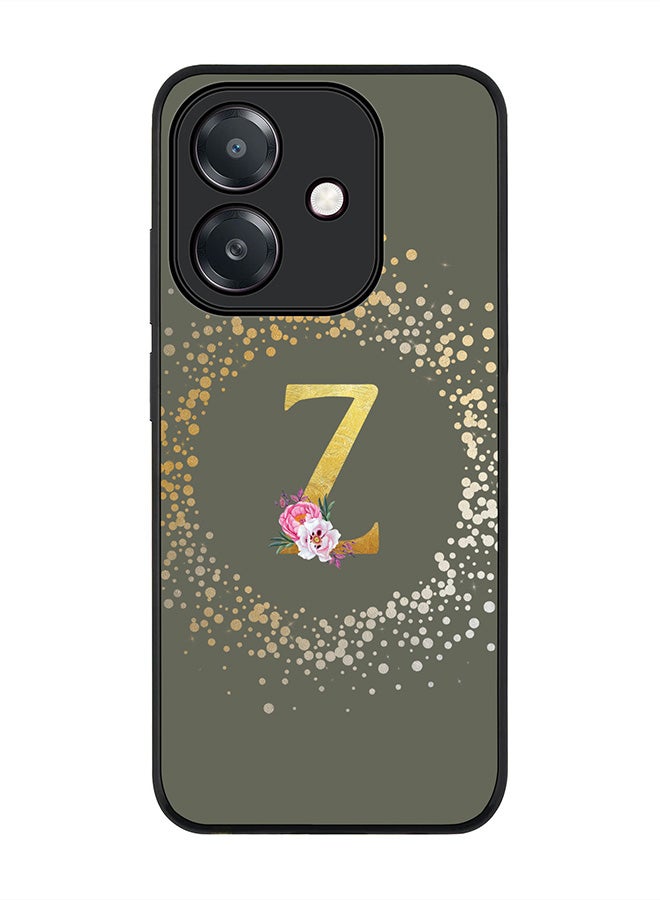 Stylizedd For Oppo A5i Case,Slim fit Camera Protection, Shockproof Thin Phone cover  - Custom Monogram Floral - Z  (Olive Green )