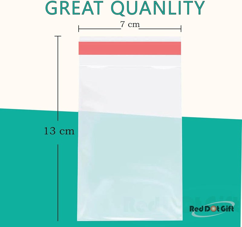 Red Dot Gift® 100 pcs Clear Cellophane Bags Self Sealing OPP Poly Bags 7x13+3cm - Image 2